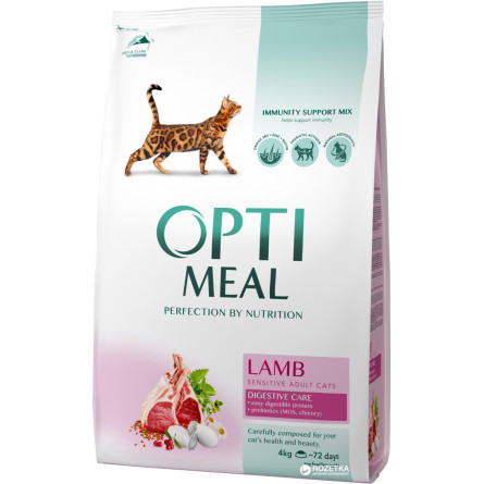 Сухий корм для дорослих кішок Optimeal зі смаком ягняти 4 кг (B1841101) slide 1
