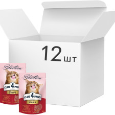 Упаковка вологого корму для дорослих кішок Club 4 Paws Selection Преміум Плюс Смужки з індичкою в крем супі з моркви 85 г х 12 шт (4820215368070/4820215368223)(B5632001) mini slide 1