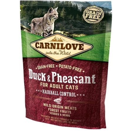 Сухий корм для дорослих кішок Carnilove Cat Duck&Pheasant Hairball Control для виведення волосяних грудок 400 г