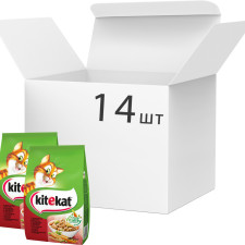 Упаковка сухого корму для котів Kitekat яловичина з овочами 14 шт. по 300 г mini slide 1
