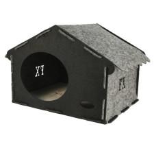 Будинок з фетру для собак і котів Фортнокс FX Home Кіт-пес з подушкою 49х40х39 см Чорно-сірий mini slide 1