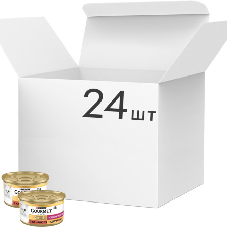 Упаковка вологого корму для кішок Purina Gourmet Gold Подвійне задоволення з качкою та індичкою 24 шт по 85 г slide 1