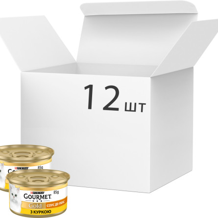 Упаковка вологого корму для кішок Purina Gourmet Gold Соус Де-Люкс з куркою 12 шт по 85 г slide 1