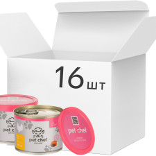Упаковка вологого корму для кошенят Pet Chef м'ясний паштет з куркою 200 г по 16 шт. + кришка mini slide 1