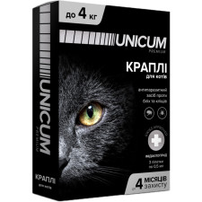 Капли Unicum Premium от блох и клещей на холку для котов массой до 4 кг 3 шт mini slide 1