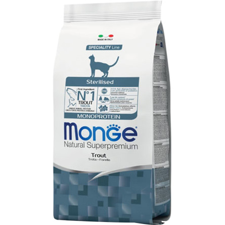 Сухой корм для стерилизованных взрослых котов всех пород Monge Cat Monoprotein Sterilized Trota 400 г