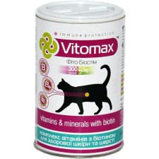Комплекс витаминов Vitomax с биотином для здоровой кожи и шерсти для котов таблетки 300 шт (200060) mini slide 1
