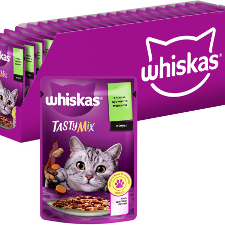 Упаковка консерв для котів Whiskas TastyMix Ягня, Курка, Морква 28 шт х 85 г