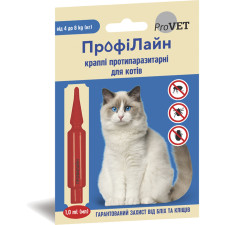 Капли от блох и клещей ProVET ПрофиЛайн для кошек весом 4-8 кг, 1 пипетка по 1,0 мл mini slide 1