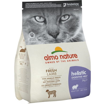 Сухий корм Almo Nature Holistic Cat для дорослих котів з чутливим травленням зі свіжим ягням 2 кг