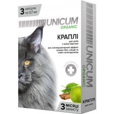 Краплі на натуральній основі Unicum Organic для відлякування бліх та кліщів для котів 3 шт mini slide 1