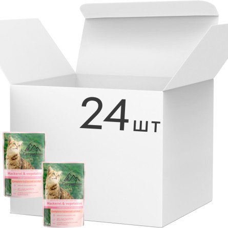Упаковка влажного корма для кошек Carpathian Pet Food с Макрелью и овощами в соусе 100 г х 24 шт slide 1