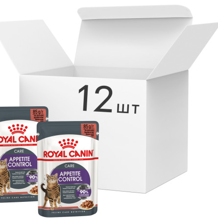 Упаковка вологого корму для дорослих кішок Royal Canin Appetite Control Care шматочки в соусі 12 шт х по 85 г (1466001) (1466001)