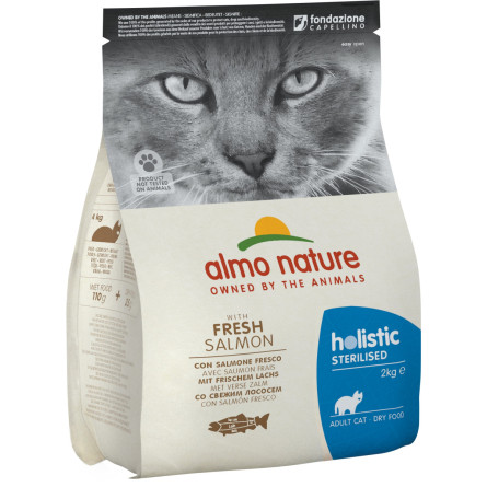 Сухой корм Almo Nature Holistic Cat для взрослых стерилизованных котов со свежим лососем 2 кг