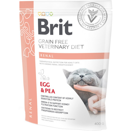 Сухой корм для кошек взрослых Brit VetDiets при хронической почечной недостаточности с горохом и яйцами 400 г
