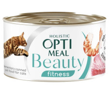 Дополнительный консервированный корм для кошек Optimeal Beauty Fitness полосатый тунец в соусе с креветками 0.07 кг (B2782301) mini slide 1