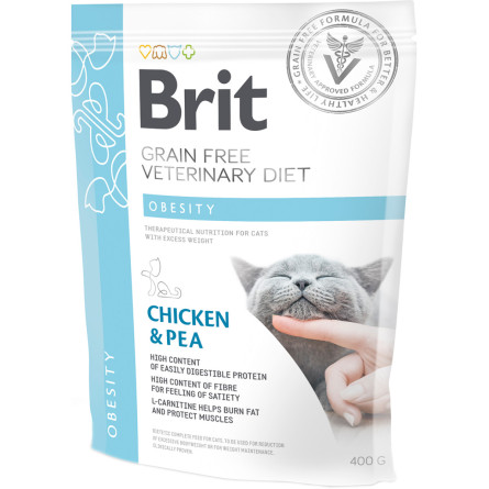 Сухой корм для кошек взрослых Brit VetDiets при избыточном весе и ожирении с курицей и горохом 400 г