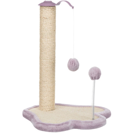 Когтеточка для котят Trixie Junior Столбик-лапа с игрушками Светло-сиреневый/натуральный 40 х 38 х 50 см