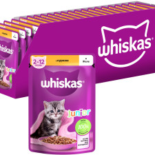 Упаковка вологого корму для кошенят Whiskas курка в желе 28 шт х 85 г mini slide 1