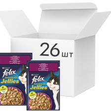 Упаковка вологого корму для котів Purina Felix Sensations з качкою та шпинатом у желе 26 шт. по 85 г mini slide 1