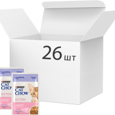 Упаковка вологого корму для кошенят Purina Cat Chow Kitten шматочки в підливці з ягням і цукіні 85 г x 26 шт. (8445290426529/7613039854662) mini slide 1