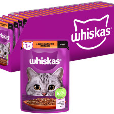 Упаковка вологого корму для кішок Whiskas домашній птах у соусі 28 шт х 85 г mini slide 1