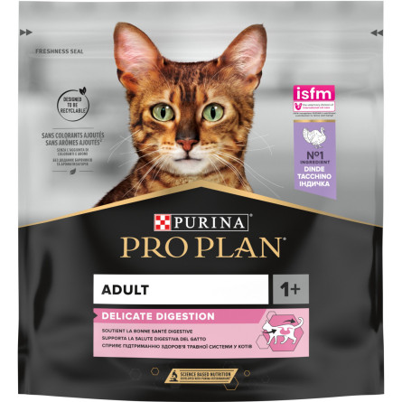 Сухий корм для дорослих котів з чутливою травною системою Purina Pro Plan Adult 1+ Delicate Digestion з індичкою 400 г slide 1