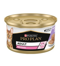Упаковка вологого корму для дорослих котів з чутливим травленням Pro Plan Delicate, мус з індичкою 24 шт. х 85 г (3222277189920/8445290173300) mini slide 1