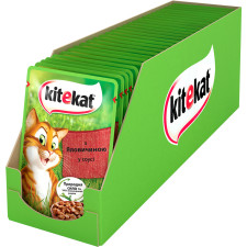 Упаковка влажного корма для котов Kitekat с говядиной в соусе 24 шт по 100 г (4770608252410/3065890144903) mini slide 1