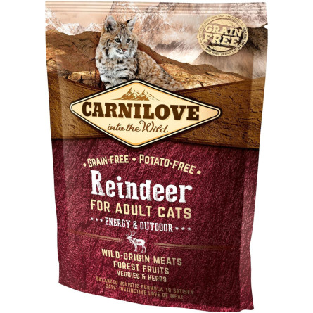 Сухой корм для взрослых активных кошек Carnilove Raindeer Energy & Outdoor 400 г