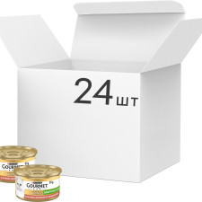 Упаковка вологого корму для кішок Purina Gourmet Gold Шматочки в паштеті з качкою, морквою і шпинатом 24 шт по 85 г mini slide 1