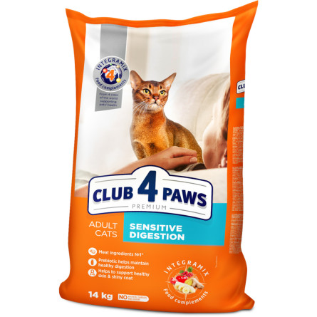 Сухой корм для взрослых кошек Club 4 Paws (Клуб 4 Лапы) Премиум. Чувствительное пищеварение 14 кг (B4630901) slide 1