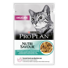 Упаковка вологого корму для котів із чутливим травленням Purina Pro Plan Nutrisavour Delicate з океанічною рибою 85 г х 26 шт. mini slide 1