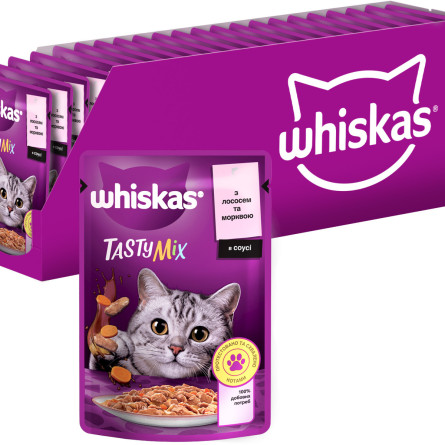 Упаковка консерв для котів Whiskas TastyMix Лосось, Морква 28 шт х 85 г slide 1