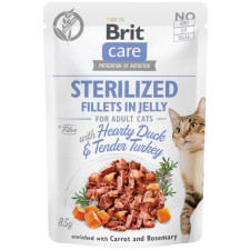 Вологий корм для стерилізованих котів Brit Care Cat pouch качка й індичка в желе 85 г mini slide 1