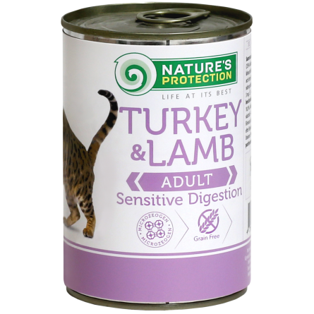 Консервований корм для кішок з чутливим травленням Nature's Protection Sensitive Digestion Turkey Lamb з індичкою і ягням 400 г slide 1