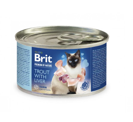 Влажный корм для кошек Brit Premium by Nature Trout with Liver с форелью и печенью 200 г