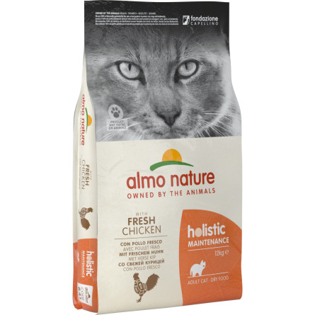 Сухой корм для взрослых котов Almo Nature Holistic Cat со свежей курицей 12 кг