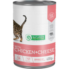 Вологий корм для дорослих кішок з куркою і сиром Nature's Protection with Chicken & Cheese 400 г (KIK45608) mini slide 1