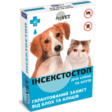 Краплі від бліх та кліщів ProVET Інсектостоп для котів та собак, 6 піпеток по 0,8 мл (4820150200268/4823082409815) mini slide 1