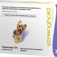 Краплі Zoetis Стронгхолд 12% для собак 2.5-5 кг 0.25 мл х 3 піпетки (10008308/2300000013054) mini slide 1