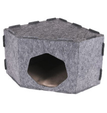 Домик-Лежак угловой из фетра c подушкой для собак и кошек Фортнокс FX home Уголок Серый 45х45х37 см mini slide 1