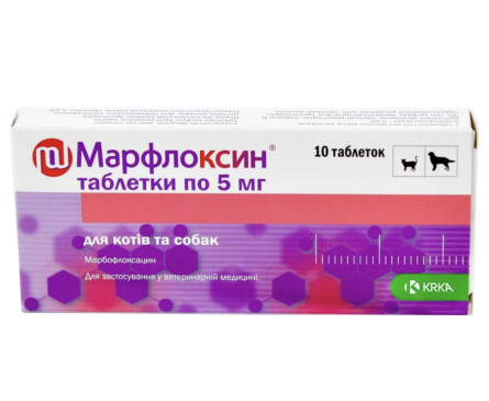 Антибактеріальний ветеринарний препарат KRKA Марфлоксин 10 таб. по 5 мг (3838989646196/5909991057886/3838989639341)