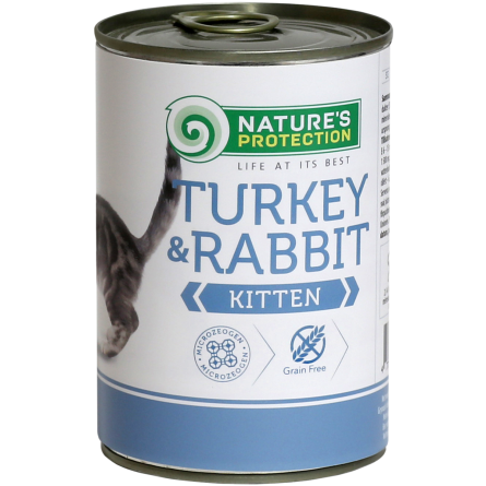 Консервований корм для молодих кошенят Nature's Protection Kitten Turkey Rabbit з індичкою і кроликом 400 г slide 1