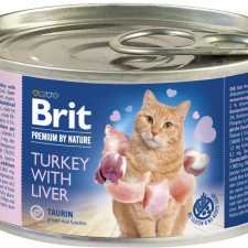 Вологий корм для кішок Brit Premium by Nature Turkey with Liver з індичкою і печінкою 200 г (8595602545124/8595602545063) mini slide 1