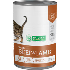 Вологий корм для дорослих кішок з яловичиною та ягням Nature's Protection with Beef & Lamb 400 г (KIK45607) mini slide 1