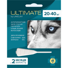 Краплі від бліх, кліщів, вошей та власоїдів Unicum Ultimate для собак 20-40 кг (s-метопрен, фіпр) 3.2 мл mini slide 1