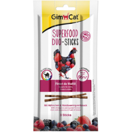 М'ясні палички Для кішок Gimborn GimCat Superfood Duo Курка та Лісові ягоди 3 шт (4002064420578/4002064420967) slide 1