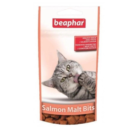 Подушечки Beaphar Malt Bits Salmon для виведення шерсті зі шлунка котів зі смаком лосося 35 г (12621)