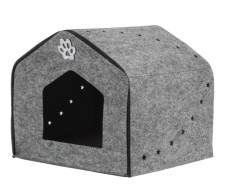 Будиночок для хатніх тварин Фортнокс FX Home Хата з фетру на блискавці з м'якою подушкою 47х40х40 см Сірий mini slide 1